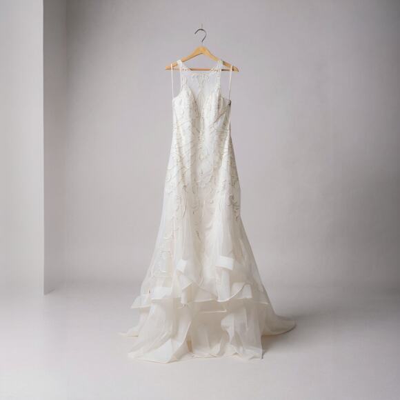 Copied - Enchanting by Mon Cherie Wedding Size 16 Halter Mermaid Beaded NWT - Picture 7 of 8